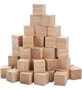 Unfinished Wooden Blocks for Crafts 1 inch, 50PCS Blank Wood Blocks for Crafting, Natural Wood Cu...
