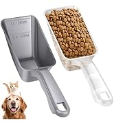 Aosnare 2-Pack Dog Food Scoop 1 Cup, Plastic Pet Food Measuring Scoop With Measuring Lines (1/2 &...