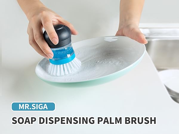dish brush with soap dispenser, dish soap dispenser for kitchen