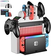 Switch Organizer with Controller Charging Dock, ZAONOOL Controller Charger Station for Nintendo S...