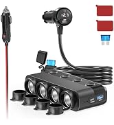 Qidoe Cigarette Lighter Splitter, 300W 4-Socket Car Charger Adapter with Dual PD30W Type C & QC18...