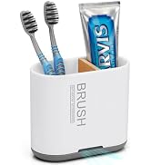 Toothbrush and Toothpaste Holder with Bamboo Divider for Bathroom Countertop Organizer, Detachabl...