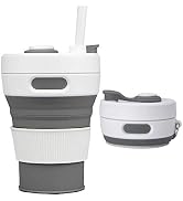 UNNESTAR Collapsible Camping Cup with Straw Silicone Folding Coffee Cup Sport Bottle Portable Tra...