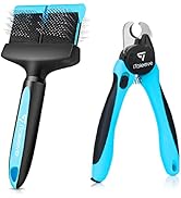 iToleeve Professional LED Dog Nail Clipper + Dual Flexible Slicker Brush, Nail Clipper with Light...
