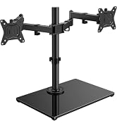 HUANUO Free Standing Dual Monitor Stand for 13-32 Inch Monitors, Glass Base | Free Standing Base,...