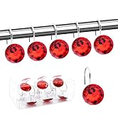 BEAVO Acrylic Fashion Decorative Home Rolling Red Shower Curtain Hooks Rhinestones Bathroom Bath ...