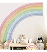 funlife Fabric Peel and Stick Large Rainbow Wall Mural Stickers for Girls, Precut Left Pastel Hal...