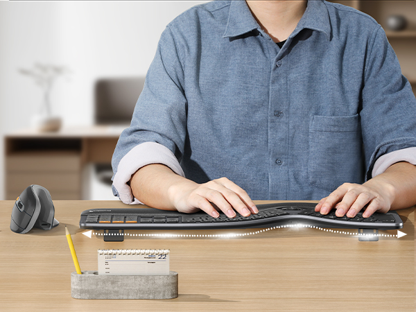 Backlit Wireless Ergonomic Keyboard