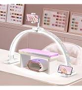LIONVISON Half Moon Light for Nail Desk: 31-inch Manicure Table Light with Phone Holder for Begin...