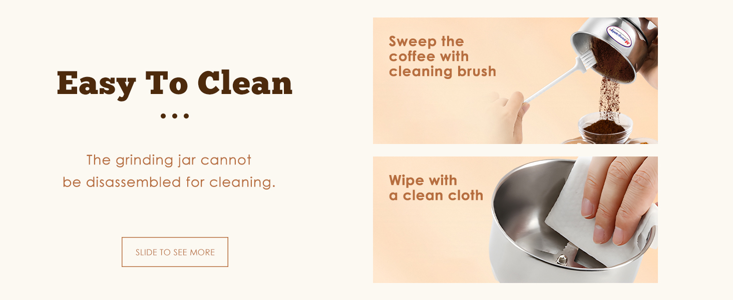 The grinding jar cannot be disassembled for cleaning.