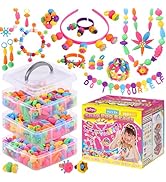 Funtopia Pop Beads, 700+ Pcs Arts and Crafts for Kids 4-6, Snap Beads DIY Bracelet Necklace Ring ...