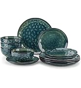 vancasso Starry 12-Pieces Dinnerware Set for 4, Stoneware Plates and Bowls Set Tableware, Dishwas...