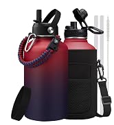 ICIOI 64/128 OZ Water Bottle with Straw - Auto Spout Lid,Keep Cold 48H & Hot 24H, Wide Mouth Half...