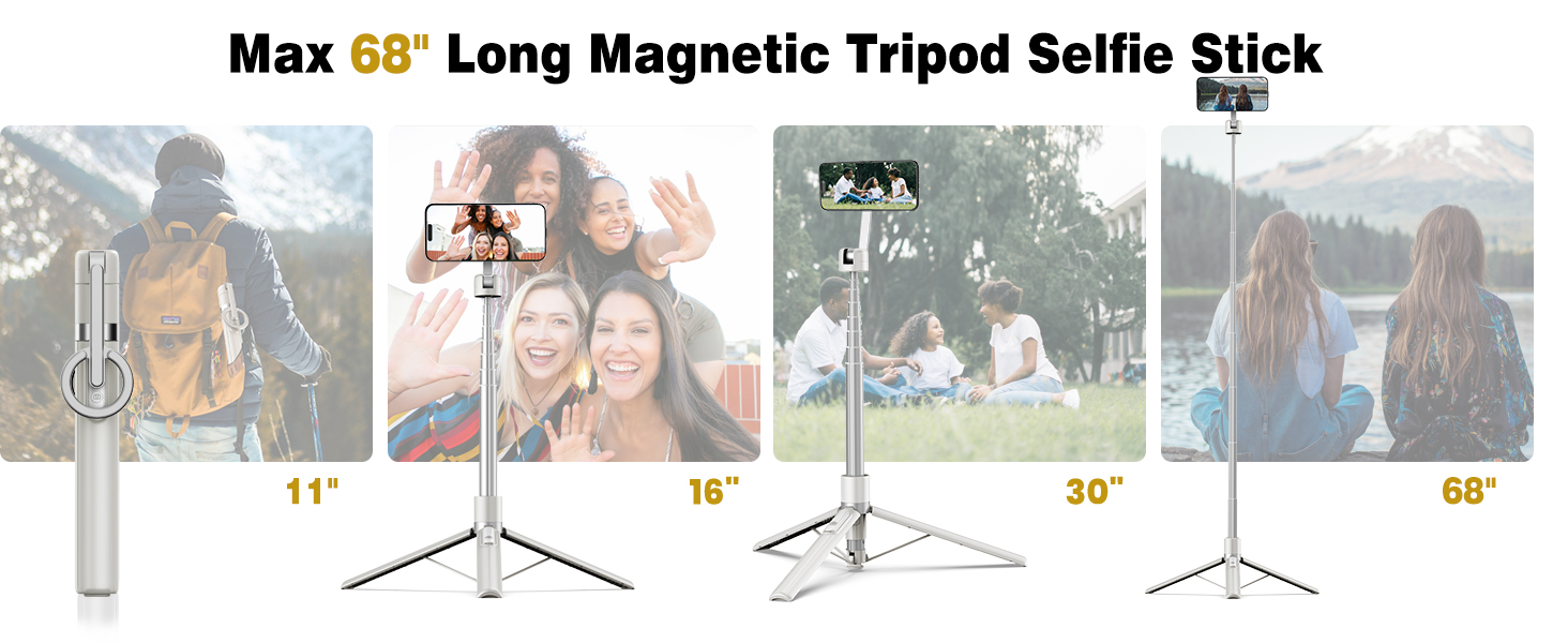 68in Magnetic Tripod Selfie Stick