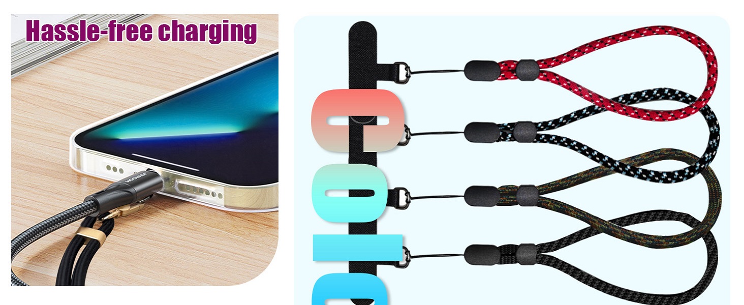 Fanoshon phone lanyard charging friendly with wrist strap
