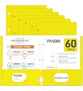 Two Pocket Portfolio Folders, PANDRI 60 Pack 3 Hole Punched 2 Pocket Folders for 3 Ring Binder, L...