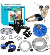 HOKINETY Zip Line Kit for Kids Adults : Up to 450Lbs 200ft Quick Setup Zipline for Backyard Outdo...