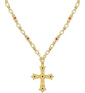 Pikvyo Elegant Gold Cross Necklace for Women, Chunky Religious Pendant Gift for Her, Durable Laye...