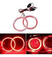 Qasim 1 Pair Red 63SMD 80MM Halo Rings Car Angel Eyes DRL Fog Lights COB LED with Cover 12V 24V