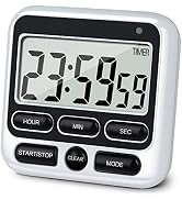 KTKUDY Digital Kitchen Timer with Mute/Loud Alarm Switch ON/Off Switch, 24 Hour Clock & Alarm, Me...