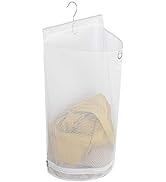 ALYER Hanging Semi Round Storage Mesh Bag,Collapsible Laundry Hamper Basket with Durable Hanger (...