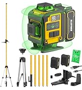 Alloyman 4x360°Self Leveling Laser Level, 12 Ft./3.7M Professional Laser Level Pole with Tripod, ...