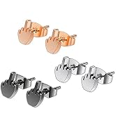 DS. DISTINCTIVE STYLE Middle Finger Earrings 3 Pairs Funny Stud Earrings for Women - Gold, Silver...