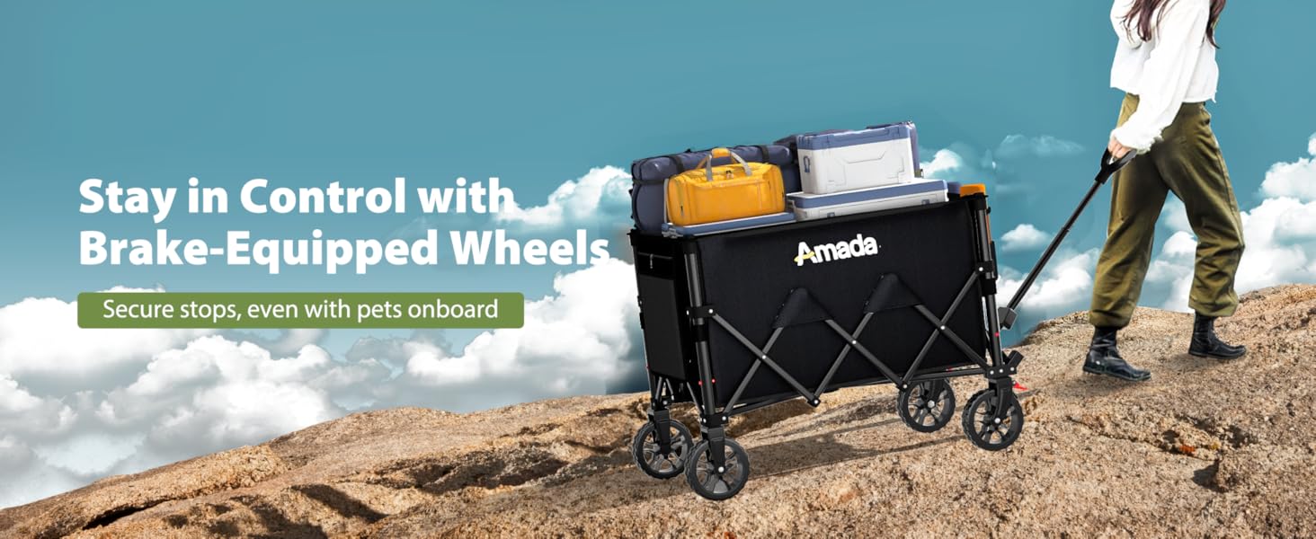 Collapsible Wagon Cart Folding Utility Wagons Carts for Garden Shopping Camping AMOUC05B