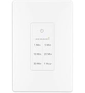 BN-LINK Countdown Timer Switch for Exhaust Fan, Bathroom Fan Light Switch Timer 1-5-10-20-30-60mi...