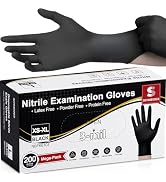 Schneider Medical Black Nitrile Exam Glove, Latex Free Powder Free Disposable Gloves for Cooking,...