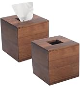 Tissue Box Cover, Square Tissue Box Holder, Acacia Wood Facial Paper Holder for Bathroom, Bedroom...