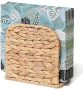 Water Hyacinth Napkin Holder for Table, Handwoven Wicker Upright Napkin Holder, Boho Farmhouse Pa...