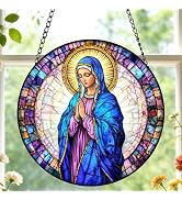 Our Lady of Guadalupe Stained Glass Sun Catcher,Christian Suncatchers Window Hanging Catholic Vir...