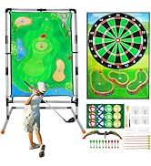 grnpeak Golf Chipping Game with Stand, Multi-Sport Golf Practice Set with Archery, Darts,Double-S...