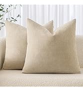 MIULEE Pack of 2 Decorative Throw Pillow Covers Soft Chenille Throw Pillows Solid Textured Cushio...