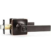 GOBEKOR Oil Rubbed Bronze Square Lever Door Handles - Privacy Door levers for Bedroom Bathroom Ke...