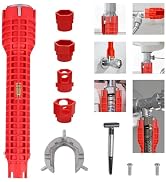 Tap Spanner Tool, 14-in-1 Multi-Functional Faucet Wrench, Comfortable Grip, Anti-Slip, for Sink, ...