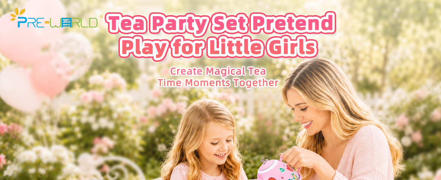 PRE-WORLD Tea Party Set for Toddlers 3-5