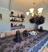Pardecor Vintage-Lace-Tablecloth 60x120-Inch 1 Pack Black Lace Rectangle Tablecloth Lace Boho Pri...