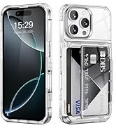 ACANDYA for iPhone 16 Pro Case Wallet Clear Protective Phone Case with Credit Card Holder Heavy D...