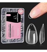 Beetles Extra Short Almond Nail Tips, 12 Sizes 288 PCS Pre-Shaped Clear Full Cover Etch Gel Nail ...