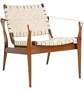 Safavieh Couture Collection Dilan White and Light Brown Leather Safari Chair