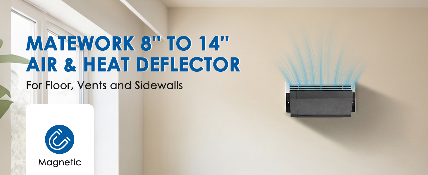 matework 8'' to 14'' air & heat deflector for floor, vents and sidewalls