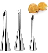 Victhur Large Cream Icing Piping Nozzle Tips 3 Pieces Professional Stainless Steel Puff Nozzle fo...