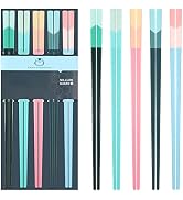5 Pairs Fiberglass Chopsticks-Reusable Chopsticks Dishwasher Safe, 9.57 inch/24.3cm Matte Non-Sli...