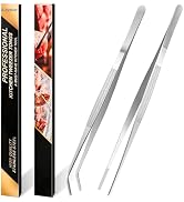Gutsdoor Kitchen Tweezers Set Stainless Steel Tongs Tweezers Set of 2 with Precision Serrated Tip...