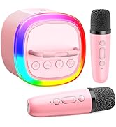 HWWR Mini Karaoke Machine for Kids: Portable Bluetooth Karaoke Speaker with 2 Wireless Microphone...