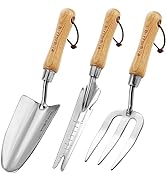 Berry&Bird 3Pack Gardening Hand Tool Set- Stainless Steel Garden Tool Kit Include Wooden Handle T...