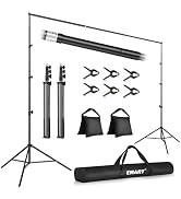 EMART 10x10FT Backdrop Stand, Photo Studio Back Drop Adjustable Stand with 6 Backdrop Clamps,2 Sa...