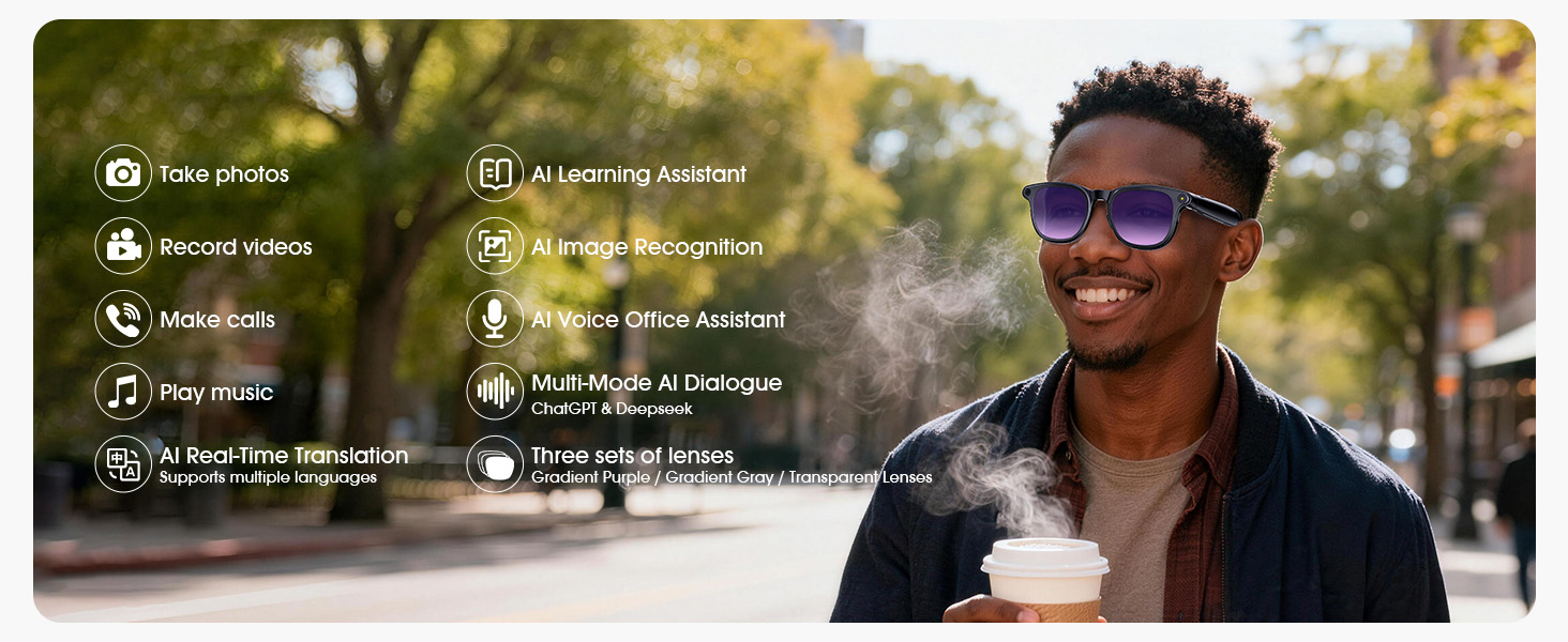smart glasses with camera 4K,video recording camera glasses 4k with audio,ai sunglasses with camera
